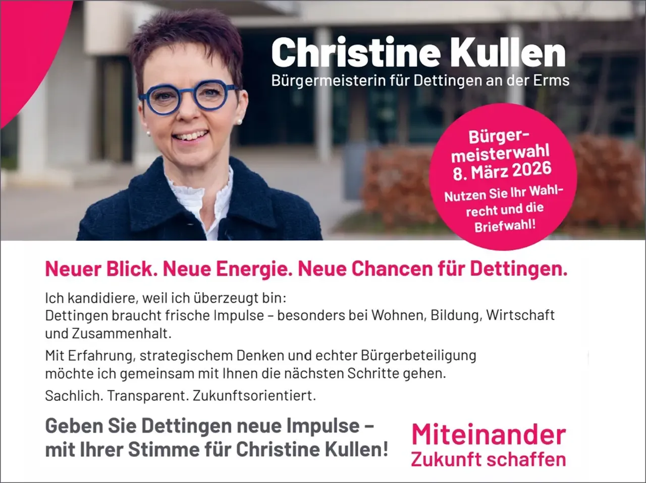 Anzeige Christine Kullen - Neuer Blick. Neue Energie. Neue Chancen für Dettingen